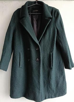 Стильное, темно зеленое пальто, двубортное, шерстяное 16 размер phase eight