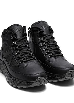 Мужские зимние кожаные ботинки zg black leather