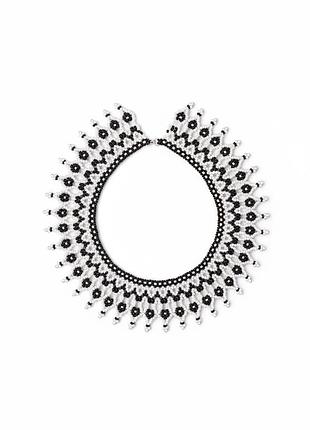 Традиційна силянка / чокер / намисто чорно-біла