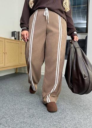 Женские вельветовые брюки палаццо,штаны палаццо с лампасами