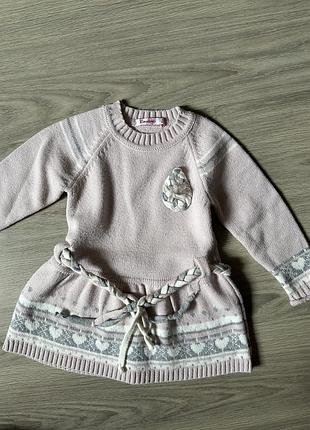 Теплое вязаное платье девочке р,92