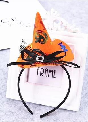 Обруч на халауїн капелюха відьми one size жовтогарячо-чорний
