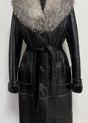 Розкішна натуральна дублянка з капюшоном l-хl 46-48р