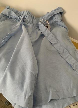 Шорти жіночі лляні, на літо з завищеною талією, з поясом, є рамочок м