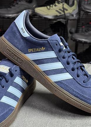 Сині шкіряні кросівки adidas spezial bd7633