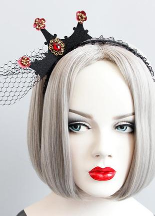 Декор на хеловін обруч корона для свята і карнавалу one size чорно-червоний