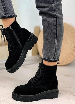 Женские замшевые ботинки на флисе 36 - 23.5 см