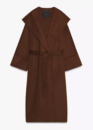 Вовняне пальто з капюшоном zara