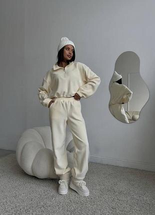 Жіночий повсякденний спортивний теплий костюм двійка штани та кофта тканина двосторонній фліс туреччина