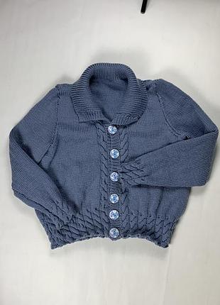 Вінтажний жіночий синій кардиган на ґудзиках синій светр