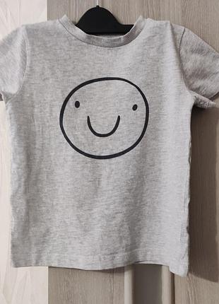 Футболка со смайликом на ребенка 1-2 лет, футболка на малыша, хлопковая футболка