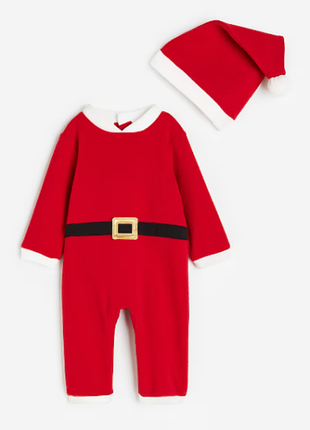 H&m  костюм санти з флісу дитячий червоний 86/92см(1-2р)