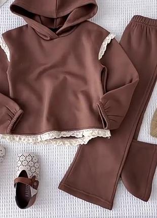 Дитячий теплий костюм для дівчинки двухнитка на флісі двонитка