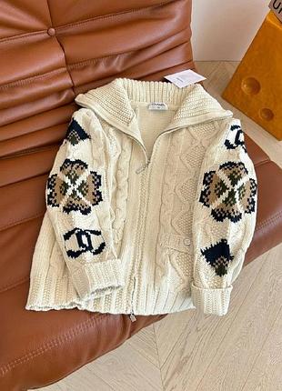 Брендовий жіночий вʼязаний подовжений светр на змійці