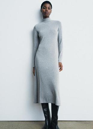 Сукня міді плаття з довгим рукавом трапеція миди платье сукня гольф платье миди тепла сукня