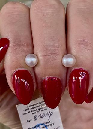 Нiжнi сережки цвяшки срібло з перлами