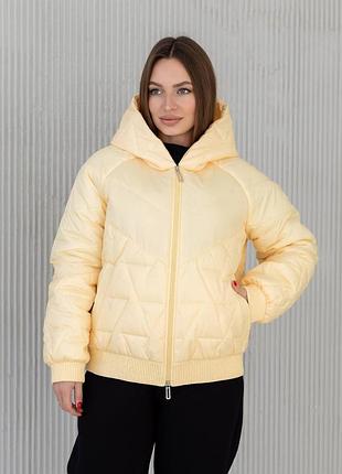 Демисезонная короткая куртка со съемным капюшоном