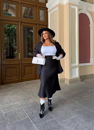 Женская атласная юбка миди