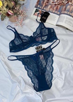 Комплект набір ліф бюст трусики 85 b + xl від hunkemoller isabelle poseidon