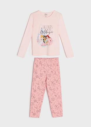 Трикотажная пижама sinsay на девочку р.98 - 2-3 года, disney princess, кофта + штаны, 20103