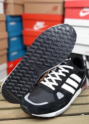 👟 чоловічі кросівки adidas zx 750 чорні з білим великі розміри