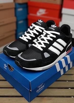 👟 чоловічі кросівки adidas zx 750 чорні з білим великі розміри