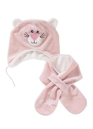 Lupilu. плюшевый деми комплект шапка и шарф на флисе