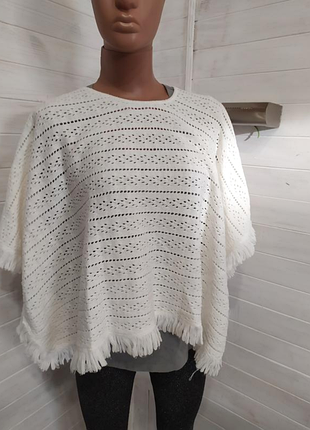 Теплая накидка пончо 100х100