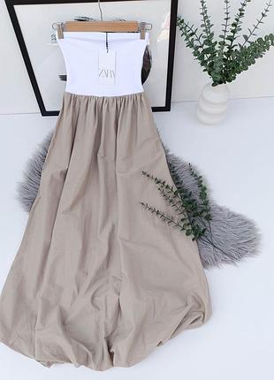 Комбинированное платье-баллон от zara, размер s