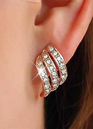 Серьги в форме s с тремя рядами хрусталя для женщин, уникальные свадебные украшения.