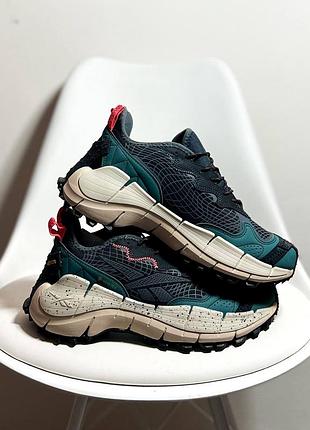 👟 чоловічі кросівки reebok zig kinetica green beige gore tex  👟
