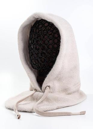 Капор капюшон жіночий ангора подовжений на флісі, топлене молоко