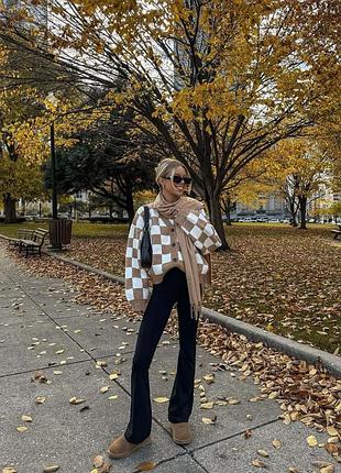 Утепленные флисом лосины клеш на высокой талии