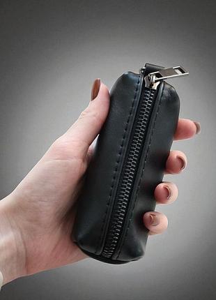 Ключница из натуральной гладкой кожи maxi черная