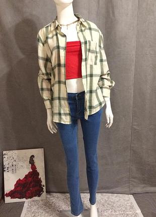 Женская теплая рубашка в крупную клетку