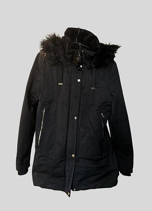 Куртка-парка zara жіноча - s - куртка з хутром, чорна