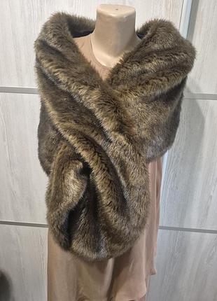 Накидка воротник шаль эко норка zara темнее чем на фото