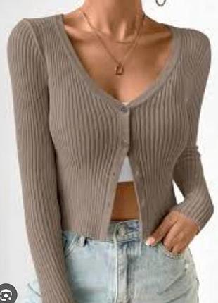 Стильна кофта светр в рубчик на гудзиках