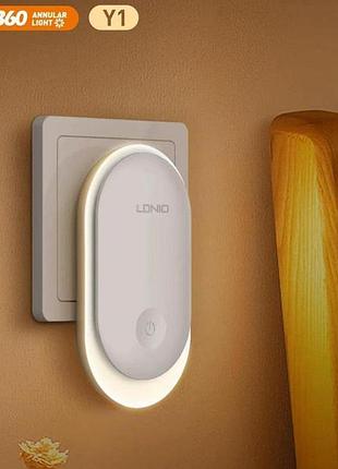 Ночник в розетку ldnio intelligent sensor night light y1 0.5w 3500k с датчиком освещенности