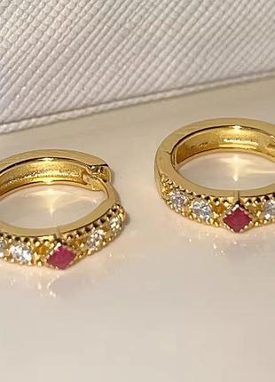 Серьги минималистичные нержавеющая сталь с камушками