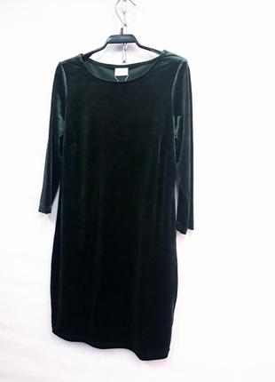 Изумрудное велюровое платье vila размер м7 фото
