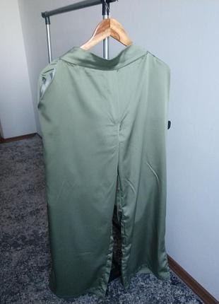 Атласные брюки фисташка хаки л палаццо