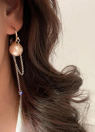 Серьги с бусинами и цепочками