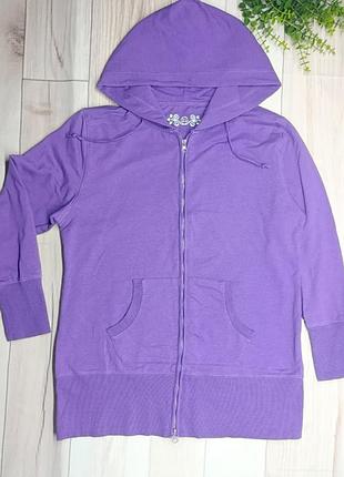 Худи женское на молнии фиолетовое с капюшоном с карманами xl