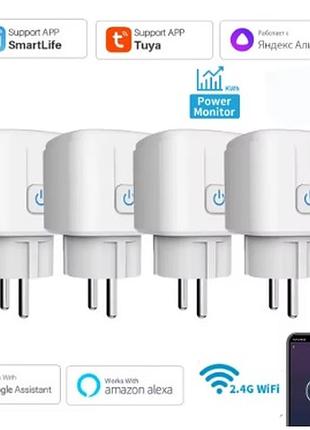Розетка wi-fi беспроводная, счетчик энергии, smart, tuya таймер, счетчик