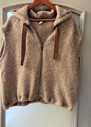 Жилет  вʼязане з пайєтками полотно xl- xxl