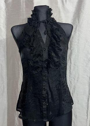 Винтажная гипюровая блуза office siren vintage 2000s y2k 90s goth с жабо