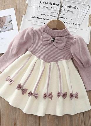 Сукня для дівчинки тепла рожева з бантом