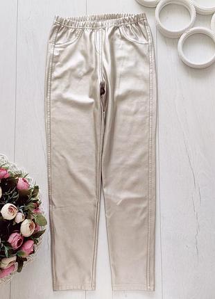 7,8 лет, рост 128 золотистые стретчевые брюки артикул: 24656