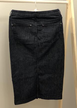 Джинсова спідниця міді джинсова юбка довга в полоску3 фото
